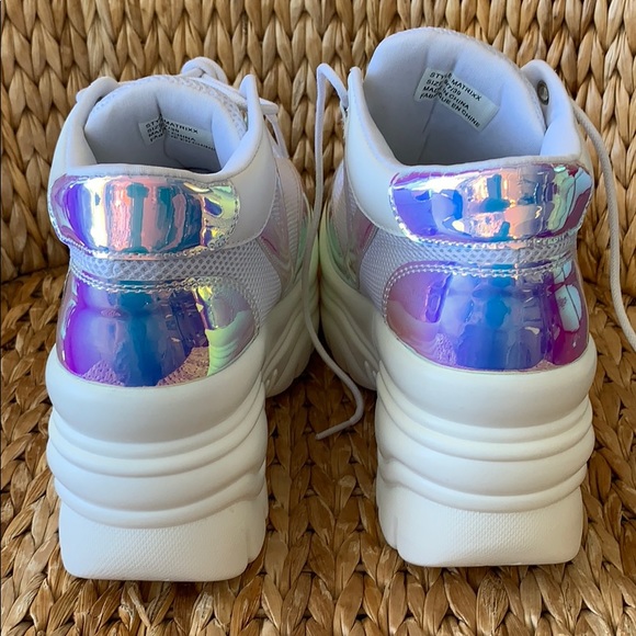 YRU Matrixx White Holographic Dad Sneakers - Picture 6 of 8